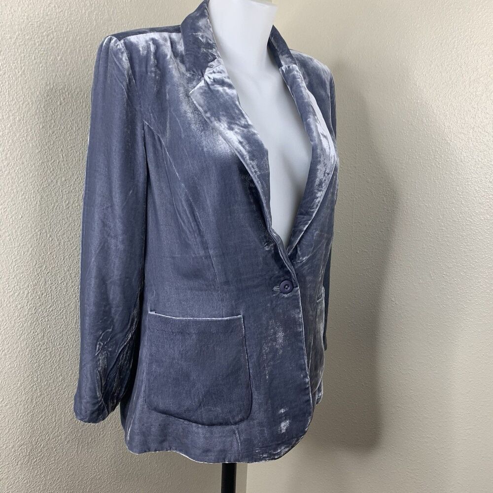 Sundance Velvet Blazer Sz 4 Gray Silver Purple Silk Blend Boho Jacket Iridescent